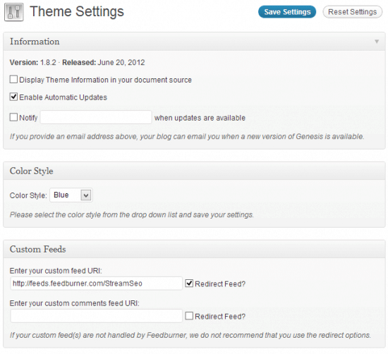 Genesis WordPress Framework themes settings 1