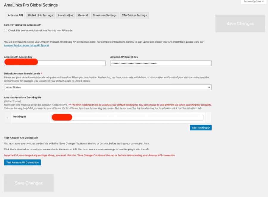 amalinks pro review - api settings